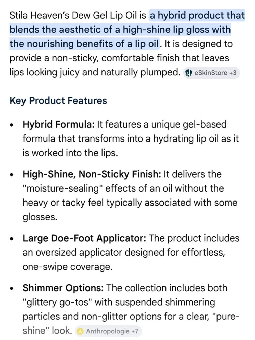 STILA Heaven's Dew Gel Lip Oil — Clear (Rain Drop) • retails for $24.00 - Picture 3 of 5